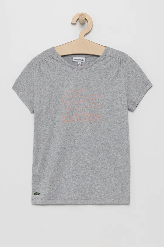 szary Lacoste T-shirt bawełniany dziecięcy TJ7486 Dziewczęcy