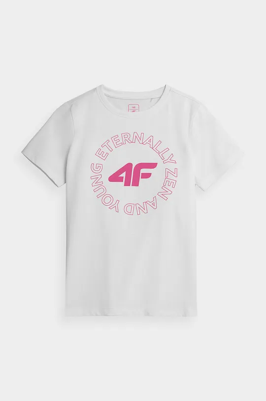 білий Дитяча бавовняна футболка 4F Для дівчаток