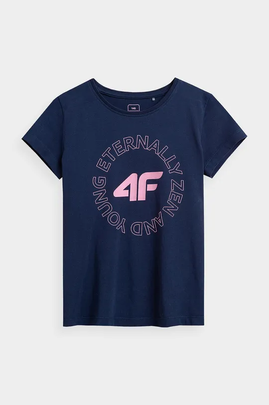 granatowy 4F T-shirt bawełniany dziecięcy Dziewczęcy