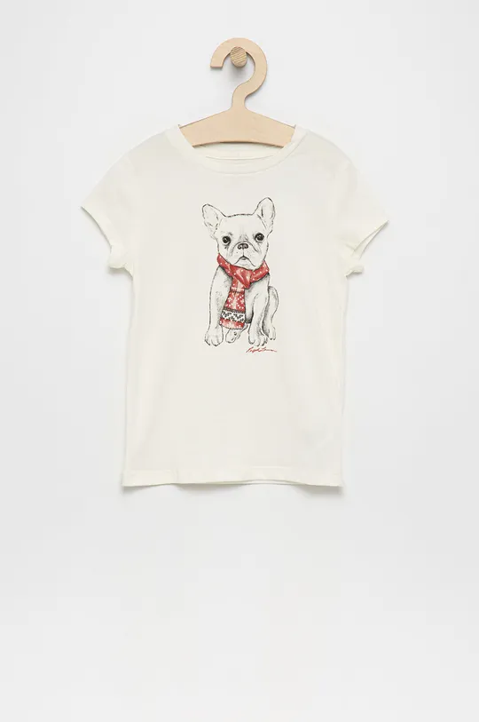 biały Polo Ralph Lauren T-shirt bawełniany dziecięcy 312853363001 Dziewczęcy