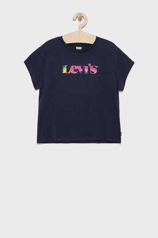 granatowy Levi's T-shirt bawełniany dziecięcy Dziewczęcy