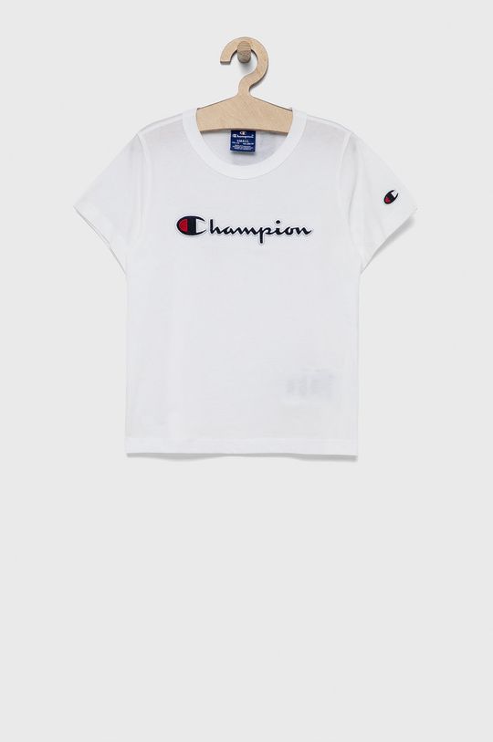 biały Champion T-shirt bawełniany dziecięcy 404231 Dziewczęcy