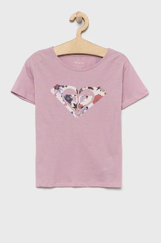 fioletowy Roxy T-shirt bawełniany dziecięcy Dziewczęcy