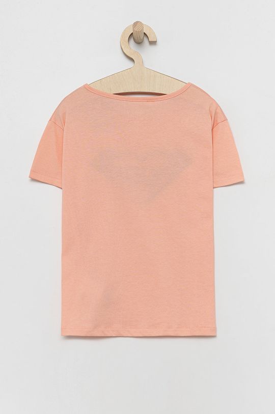 Παιδικό βαμβακερό μπλουζάκι Roxy ροδάκινο