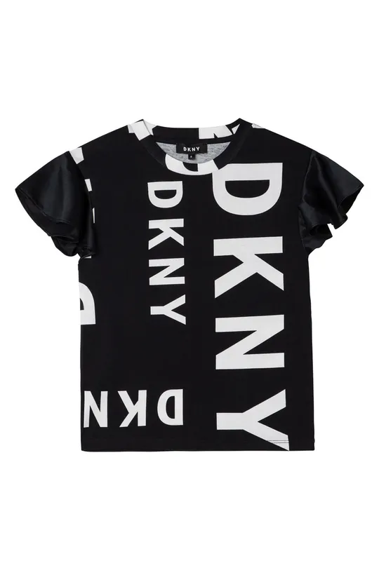 czarny Dkny T-shirt bawełniany dziecięcy D35R73.114.150 Dziewczęcy