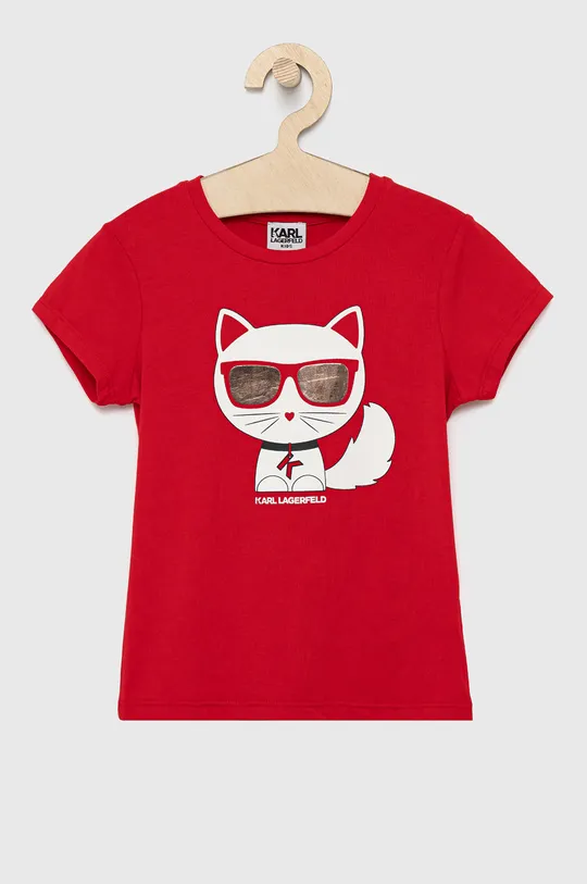 czerwony Karl Lagerfeld T-shirt dziecięcy Z15322.114.150 Dziewczęcy