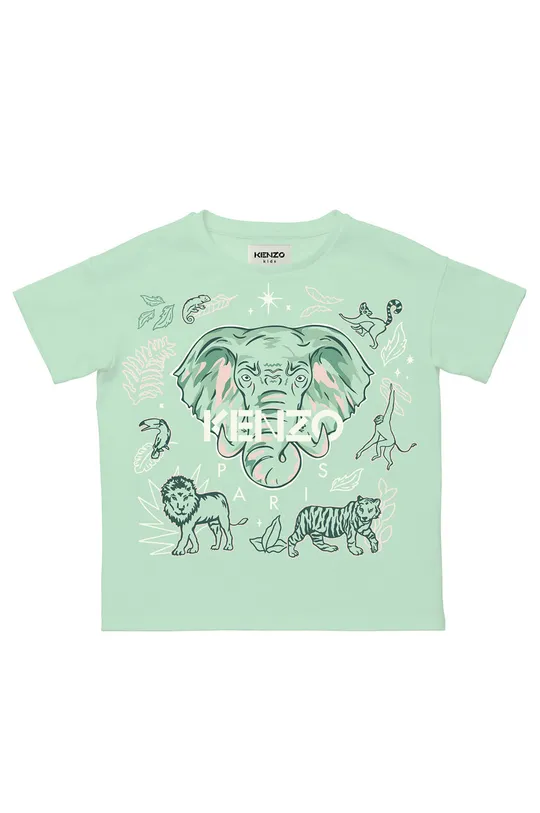 зелёный Детская хлопковая футболка Kenzo Kids Для девочек