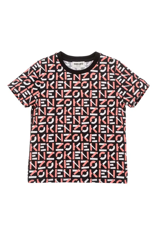 czarny Kenzo Kids T-shirt bawełniany dziecięcy Dziewczęcy