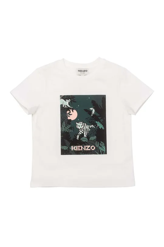 beżowy Kenzo Kids T-shirt bawełniany dziecięcy Dziewczęcy