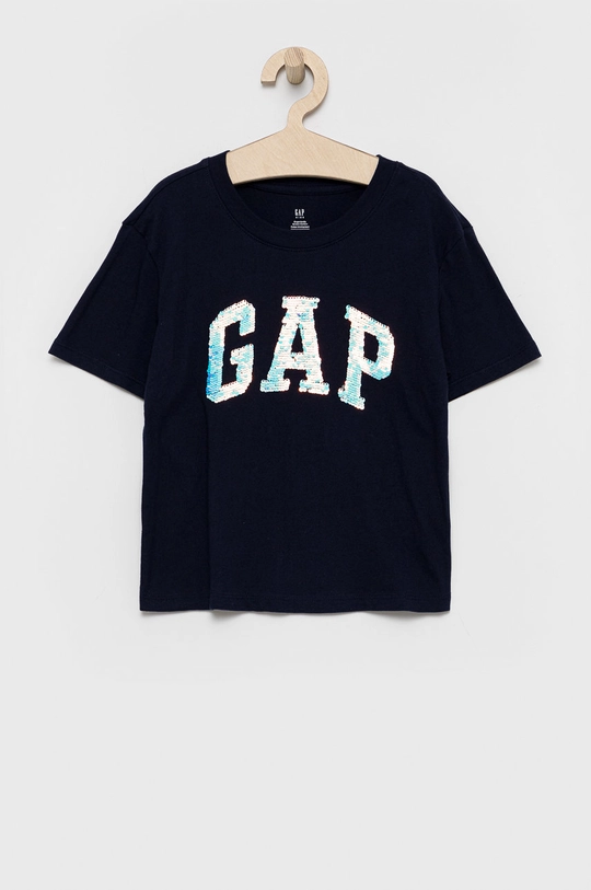 granatowy GAP T-shirt bawełniany dziecięcy Dziewczęcy