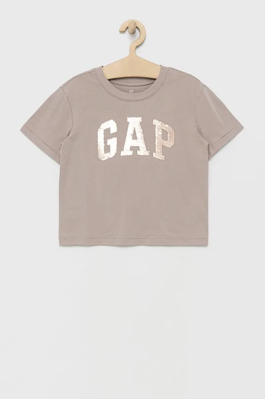 γκρί Παιδικό βαμβακερό μπλουζάκι GAP Για κορίτσια