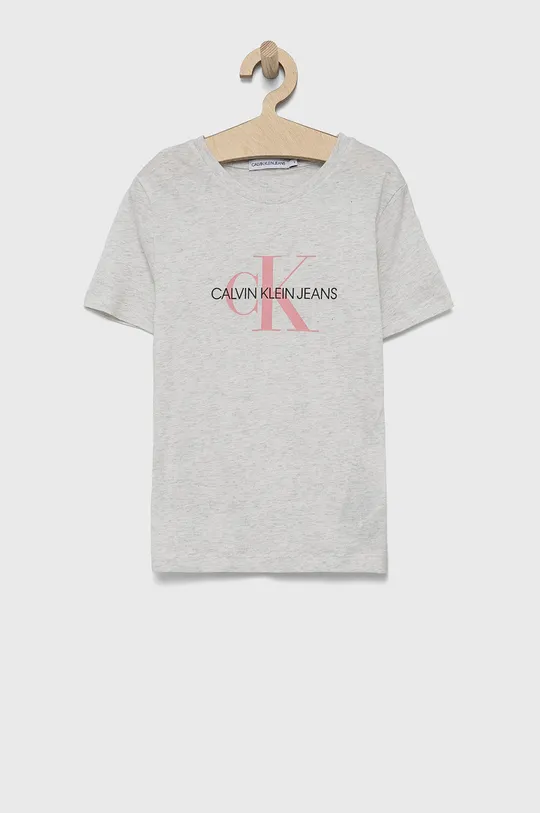 сірий Дитяча бавовняна футболка Calvin Klein Jeans Дитячий
