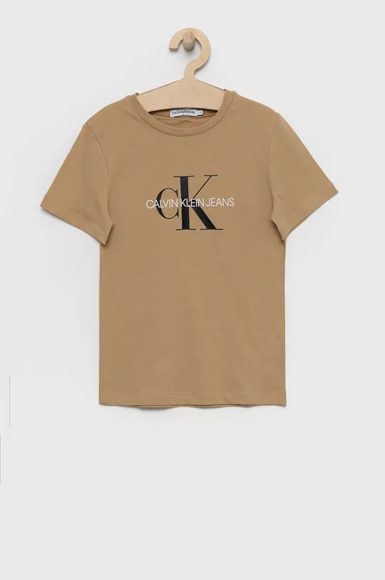 beżowy Calvin Klein Jeans T-shirt bawełniany dziecięcy IU0IU00068.4890 Dziecięcy