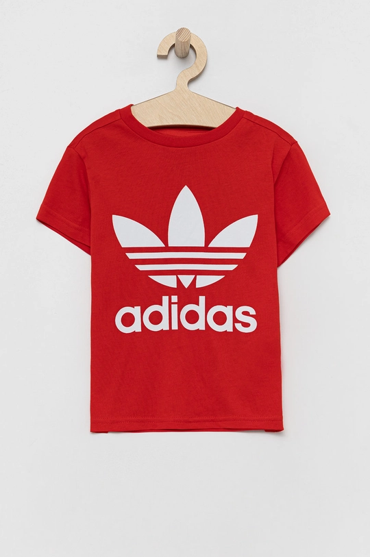 червоний Дитяча бавовняна футболка adidas Originals Дитячий