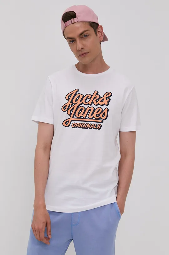 biały Jack & Jones T-shirt Męski