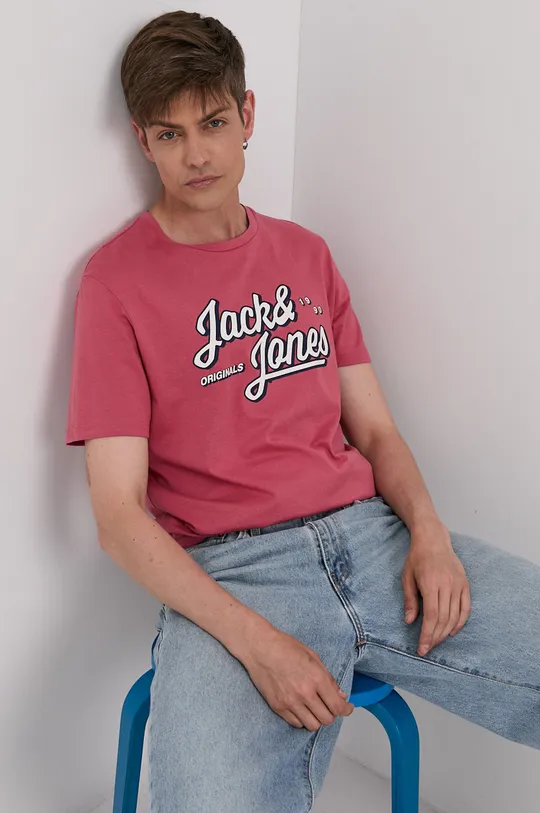 różowy Jack & Jones T-shirt Męski