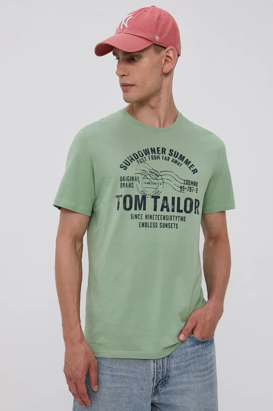 zielony Tom Tailor T-shirt bawełniany Męski