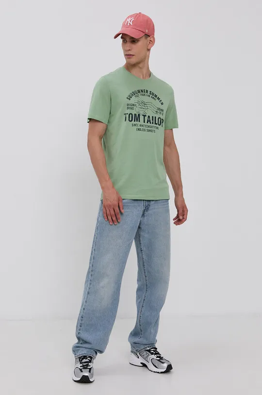Хлопковая футболка Tom Tailor зелёный