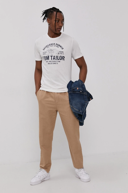 Tom Tailor T-shirt bawełniany biały