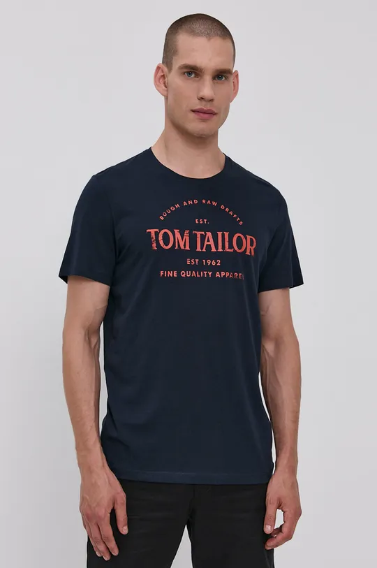 tmavomodrá Bavlnené tričko Tom Tailor Pánsky