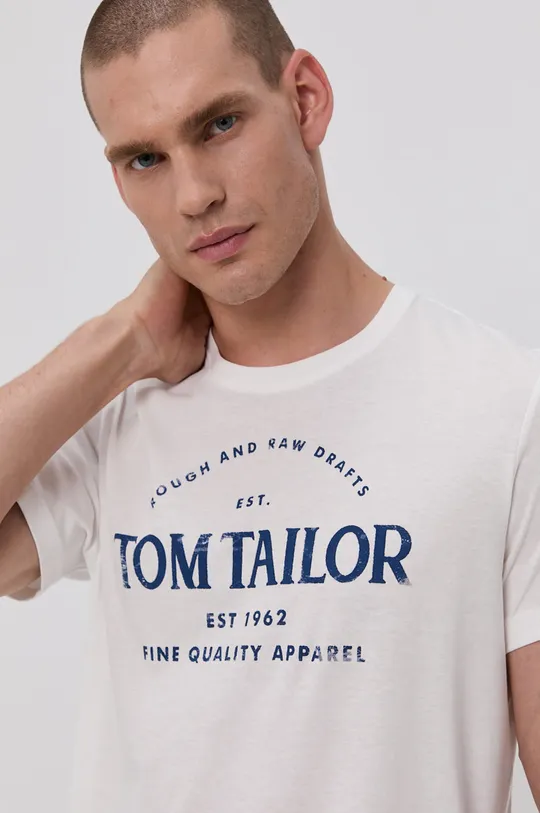 biela Bavlnené tričko Tom Tailor Pánsky