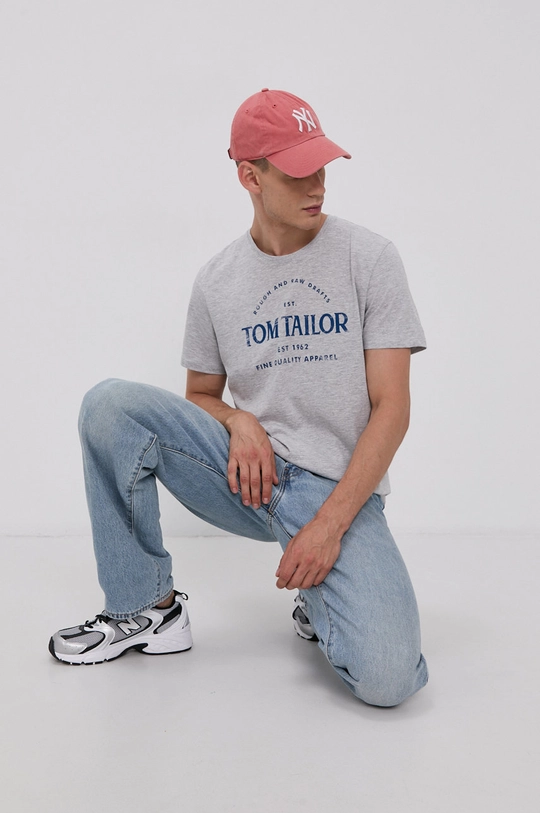 szary Tom Tailor T-shirt bawełniany Męski