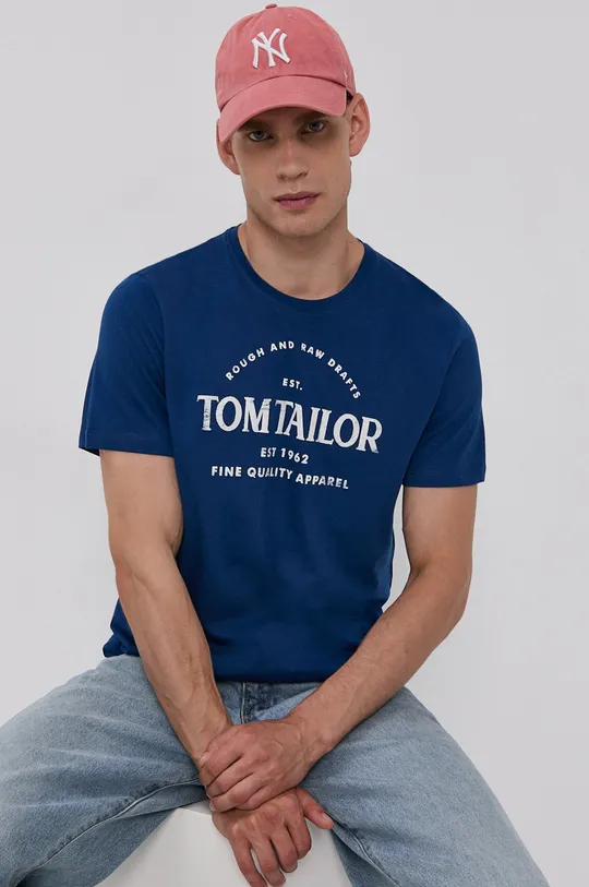niebieski Tom Tailor T-shirt bawełniany Męski