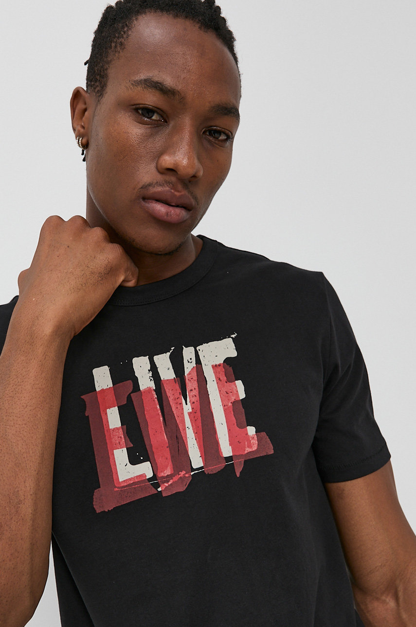 Only & Sons Tshirt bawełniany kolor czarny z nadrukiem