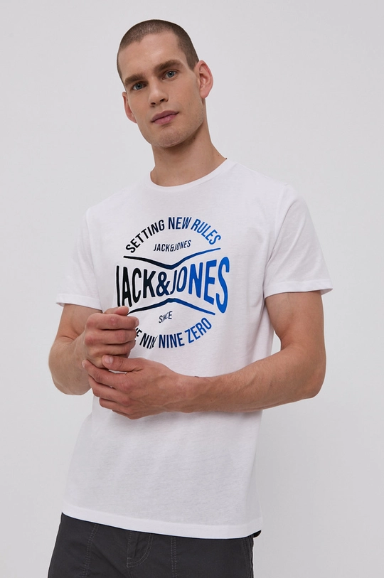 белый Хлопковая футболка Jack & Jones