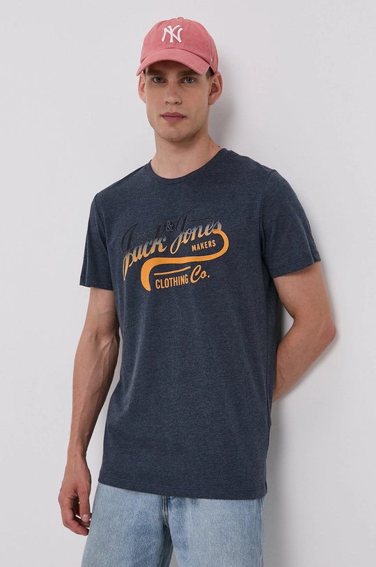 granatowy Jack & Jones T-shirt bawełniany Męski