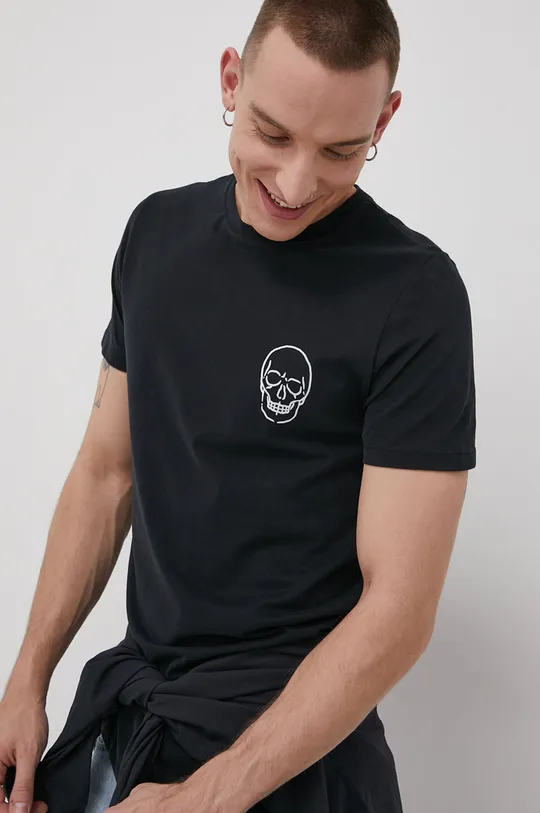czarny Jack & Jones T-shirt bawełniany Męski
