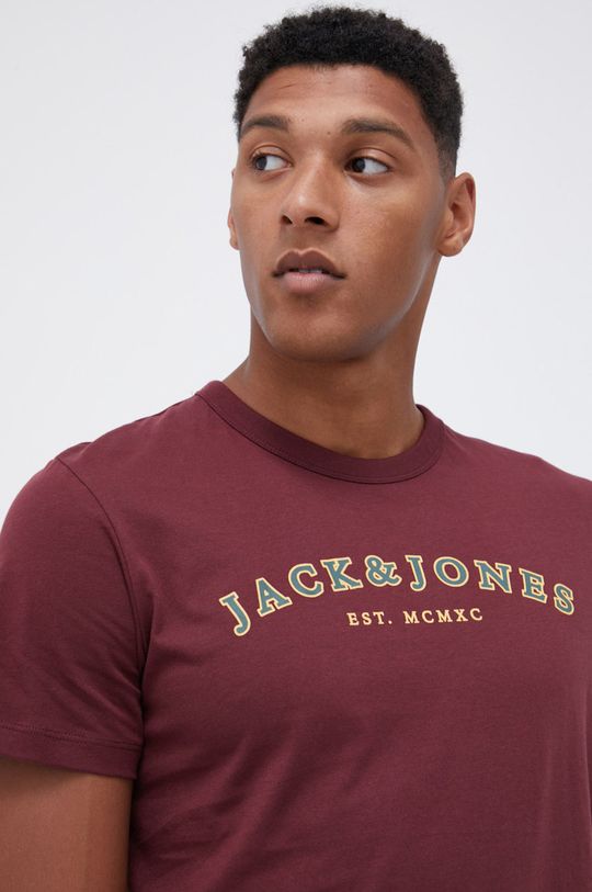 kasztanowy Jack & Jones - T-shirt bawełniany