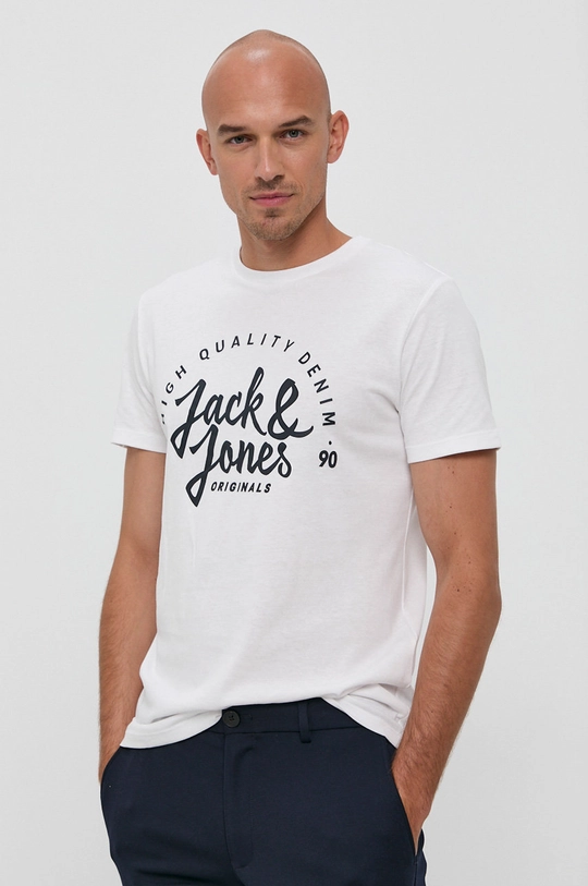 biały Jack & Jones T-shirt Męski