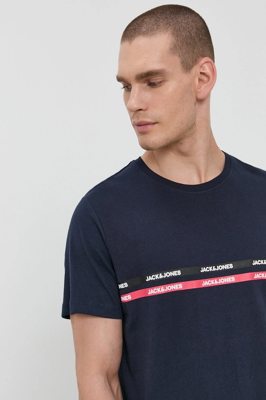 granatowy Jack & Jones T-shirt bawełniany