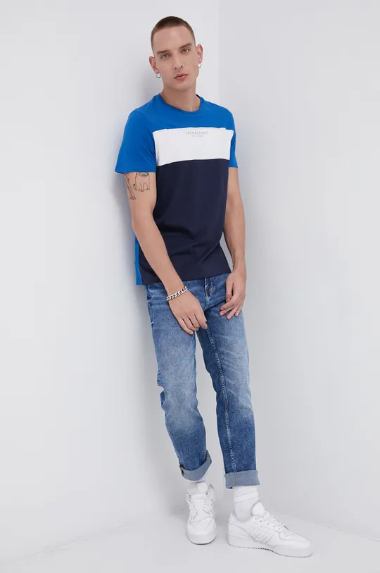 niebieski Jack & Jones T-shirt bawełniany Męski