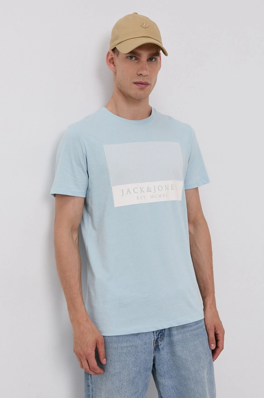 Jack & Jones T-shirt bawełniany niebieski