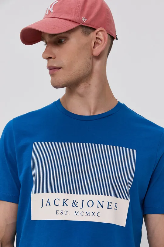 niebieski Jack & Jones T-shirt bawełniany Męski