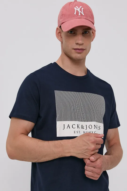 темно-синій Бавовняна футболка Jack & Jones