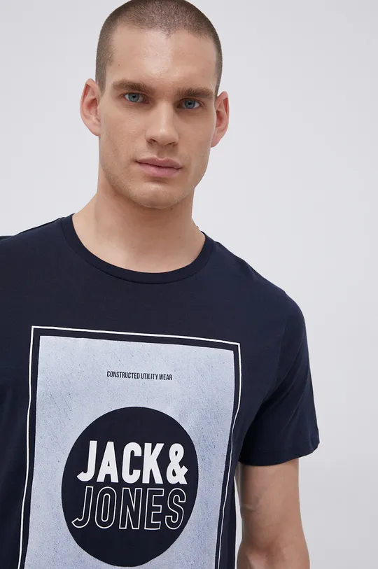 granatowy Jack & Jones T-shirt bawełniany