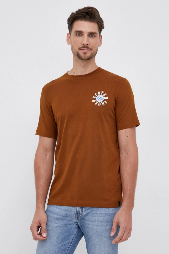 brązowy Scotch & Soda T-shirt bawełniany Męski