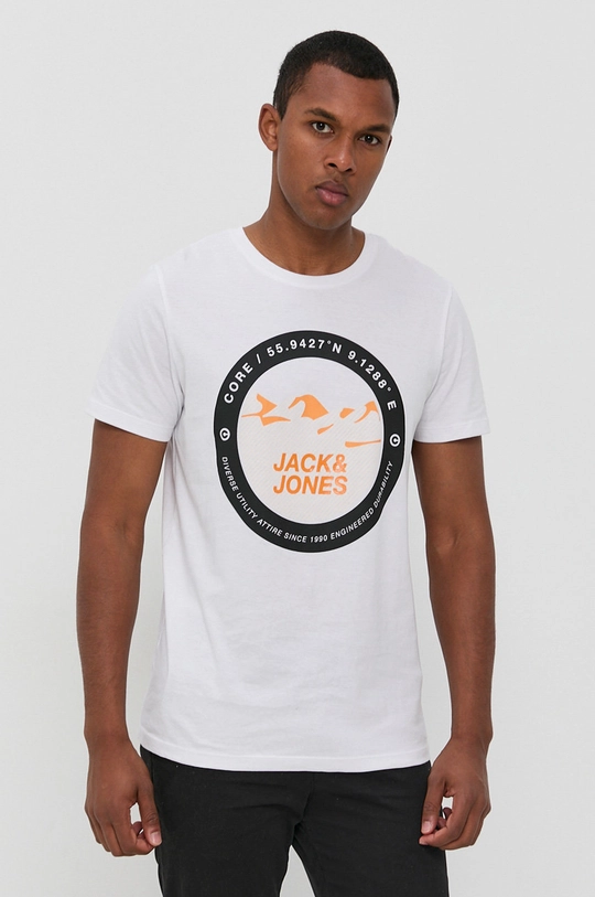 biały Jack & Jones T-shirt bawełniany Męski