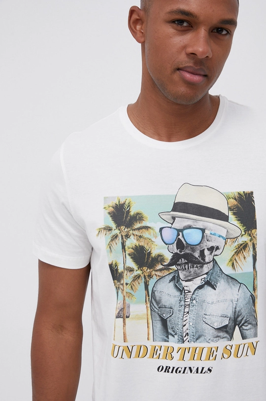 beżowy Jack & Jones T-shirt bawełniany Męski