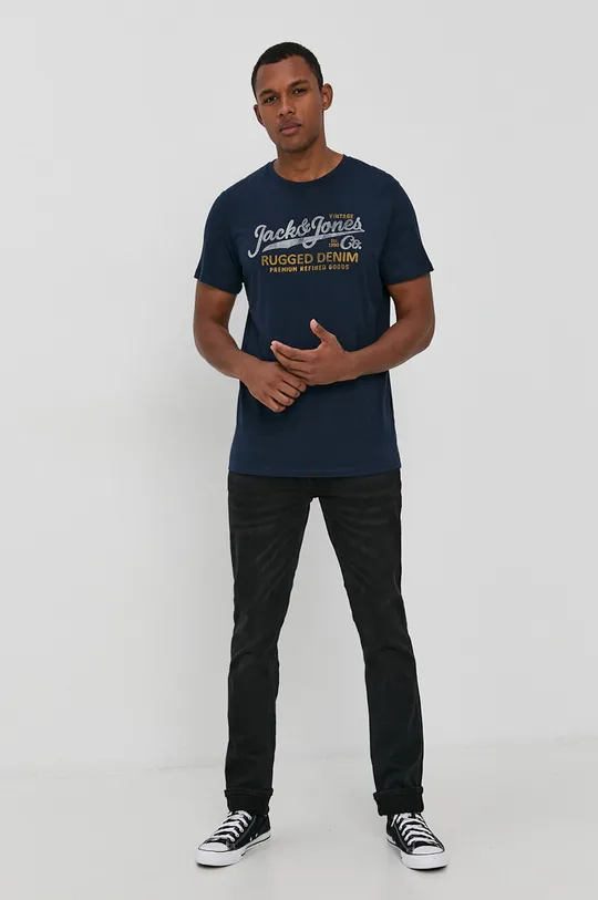 Хлопковая футболка Premium by Jack&Jones тёмно-синий