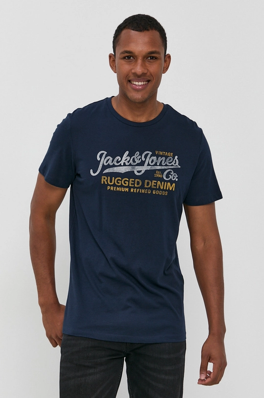 granatowy Premium by Jack&Jones T-shirt bawełniany