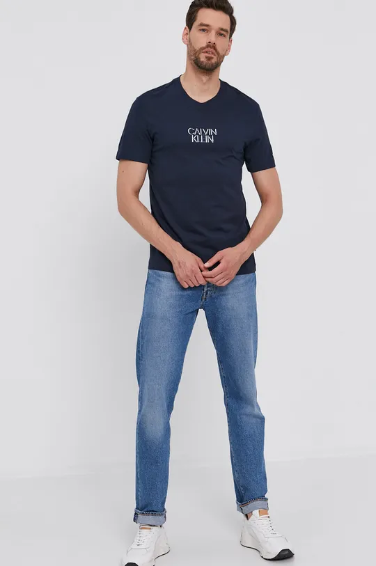Calvin Klein T-shirt bawełniany granatowy