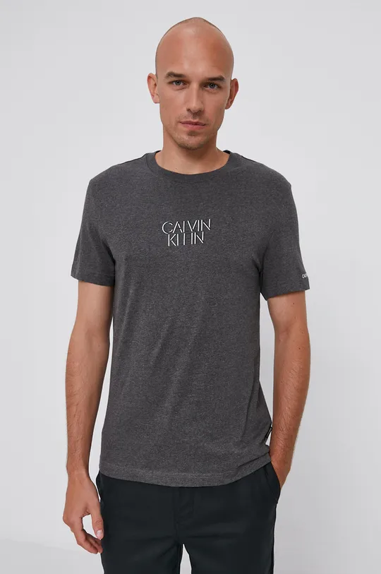 szary Calvin Klein T-shirt bawełniany