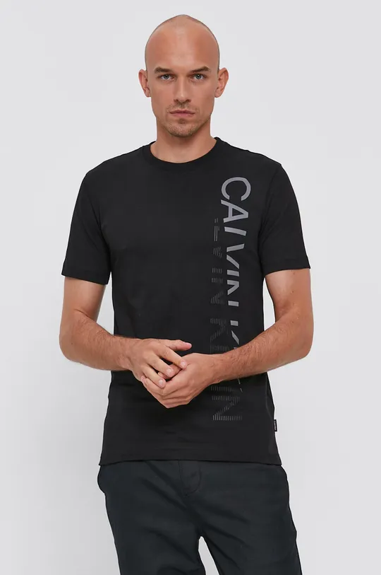 czarny Calvin Klein T-shirt bawełniany