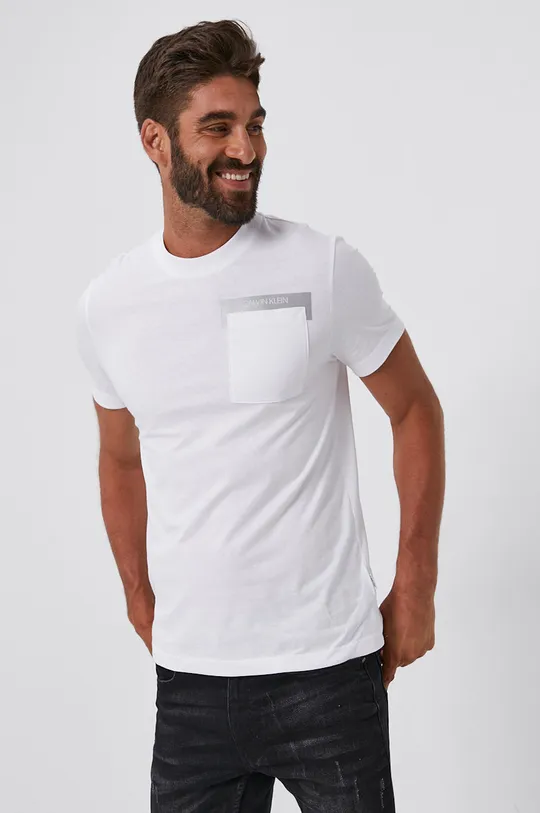 biały Calvin Klein T-shirt Męski