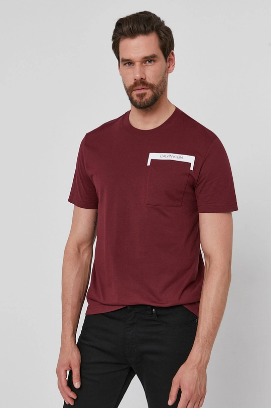 burgundské Tričko Calvin Klein Pánsky