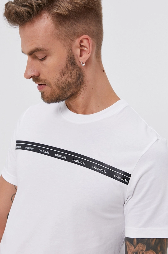 biały Calvin Klein T-shirt bawełniany